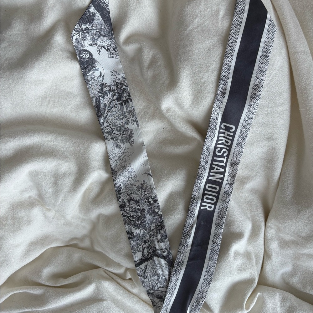 Dior Black and White Silk Scarf